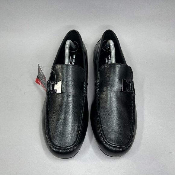 Van Heusen Rail Driving Loafers Men's Size 11 Black Leather Slip On Dress Shoes - Picture 4 of 11